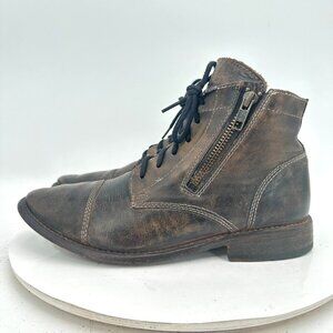 Bed Stu Cobbler Series Women Size 7.5 Brown Distressed Leather Dual Zip Boot